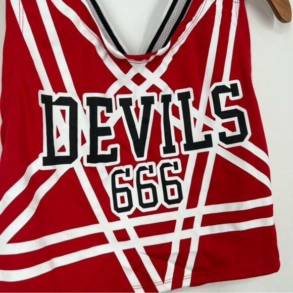 Dolls Kill NEW Red Devils 666 Cheerleading Cropped Costume Top - Picture 3 of 8